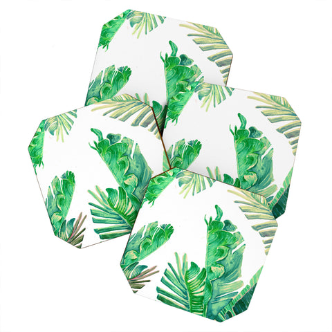 Francisco Fonseca tropical watercolor leaves Coaster Set