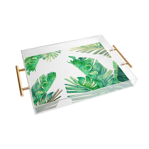 Francisco Fonseca tropical watercolor leaves Acrylic Tray