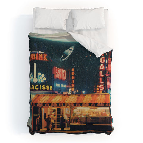 Frank Moth a Postcard from year 2347 Duvet Cover