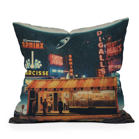 Frank Moth a Postcard from year 2347 Throw Pillow