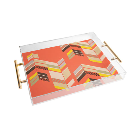 Gabi Chevron Coral Acrylic Tray