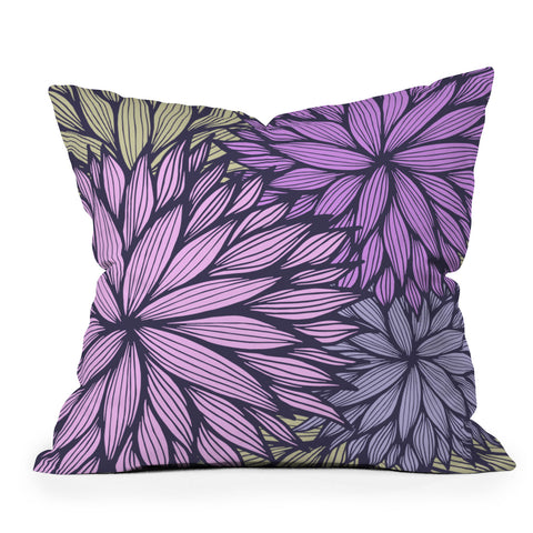 Gabi Purple Dahlia Outdoor Throw Pillow