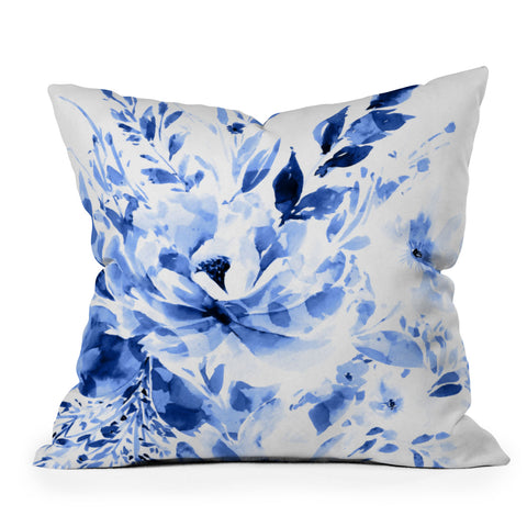 Gabriela Fuente Blue Bloom Outdoor Throw Pillow