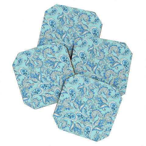 Gabriela Fuente Blue paisley Coaster Set