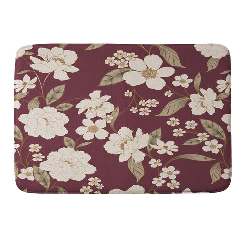 Gabriela Fuente Burgundy Floral Roberta Memory Foam Bath Mat