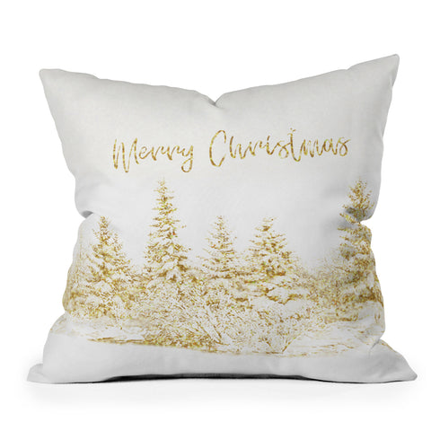 Gabriela Fuente Christmas Gold Outdoor Throw Pillow