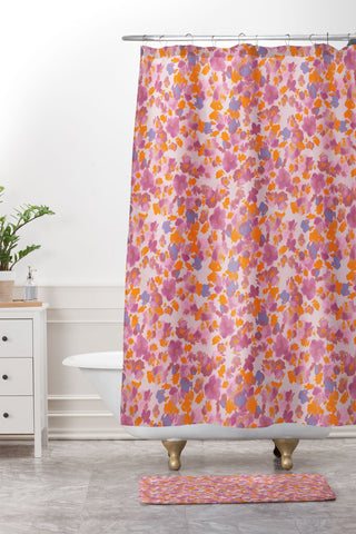 Gabriela Fuente Day Dreaming Watercolor Pink Shower Curtain And Mat