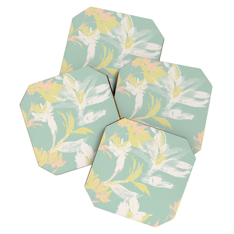 Gabriela Fuente Emma Floral Mint Coaster Set