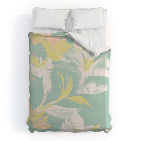 Gabriela Fuente Emma Floral Mint Duvet Cover