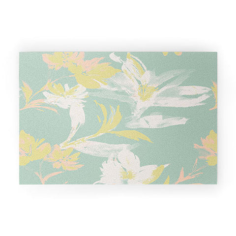 Gabriela Fuente Emma Floral Mint Welcome Mat