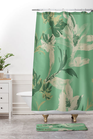 Gabriela Fuente Emma Green Shower Curtain And Mat
