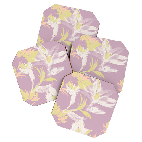 Gabriela Fuente Emma Lilac Floral Coaster Set