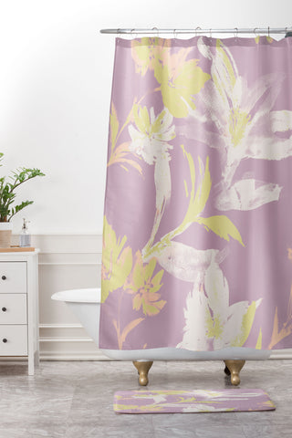Gabriela Fuente Emma Lilac Floral Shower Curtain And Mat