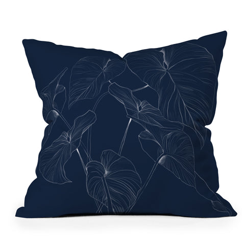 Gabriela Fuente flora navy Outdoor Throw Pillow