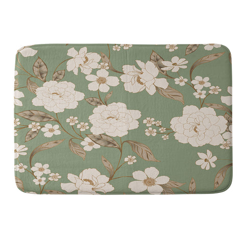 Gabriela Fuente Olive Floral Roberta Memory Foam Bath Mat
