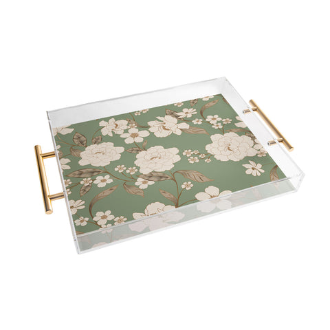 Gabriela Fuente Olive Floral Roberta Acrylic Tray