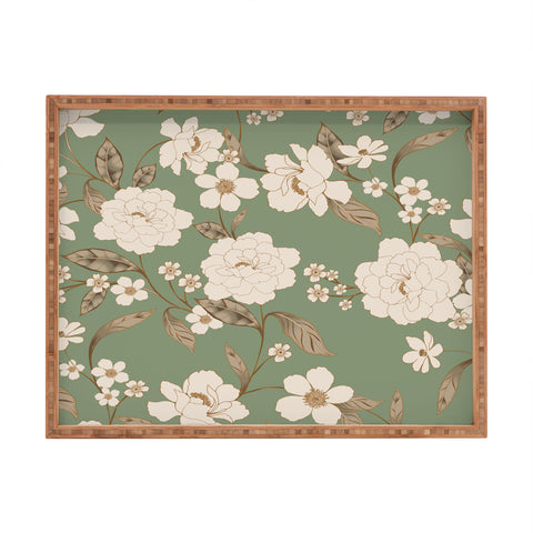 Gabriela Fuente Olive Floral Roberta Rectangular Tray