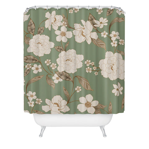 Gabriela Fuente Olive Floral Roberta Shower Curtain
