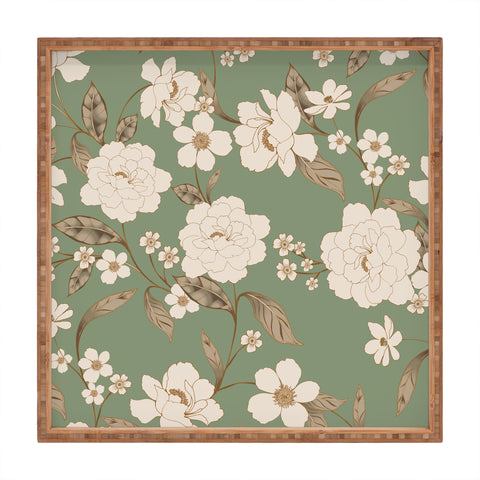 Gabriela Fuente Olive Floral Roberta Square Tray