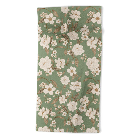 Gabriela Fuente Olive Floral Roberta Beach Towel