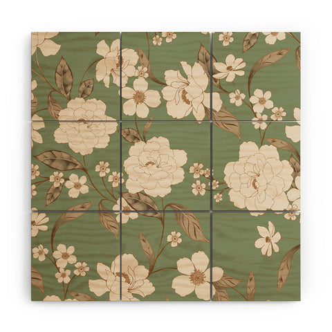 Gabriela Fuente Olive Floral Roberta Wood Wall Mural