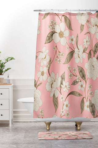 Gabriela Fuente Roberta in Pink Shower Curtain And Mat