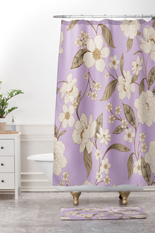 Gabriela Fuente Roberta lilac Shower Curtain And Mat