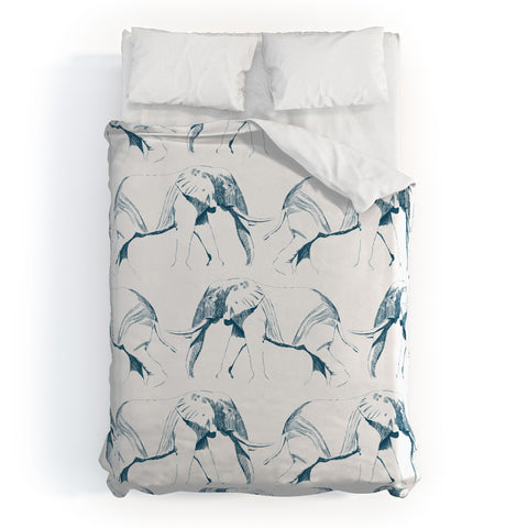 Gabriela Fuente The Elephant in the Room Green Duvet Cover