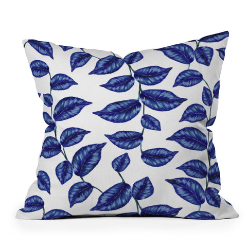 Gabriela Fuente Tropical Blue Outdoor Throw Pillow