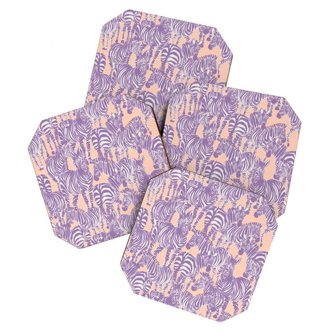 Gabriela Fuente Zebra Time Peach Coaster Set
