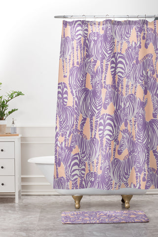 Gabriela Fuente Zebra Time Peach Shower Curtain And Mat