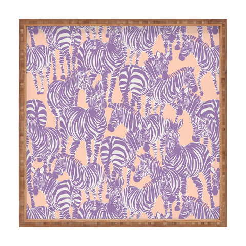 Gabriela Fuente Zebra Time Peach Square Tray
