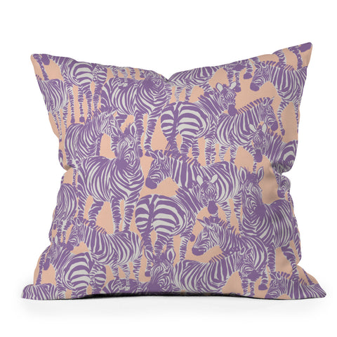 Gabriela Fuente Zebra Time Peach Outdoor Throw Pillow