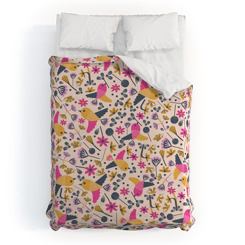 Gabriela Larios Birds and Leaves Duvet Cover