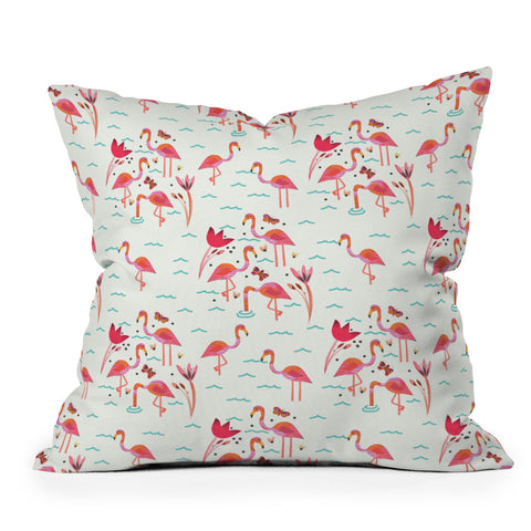 Gabriela Larios Flamingo Scene Outdoor Throw Pillow