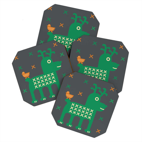 Gabriela Larios Reindeer And Birdy Coaster Set