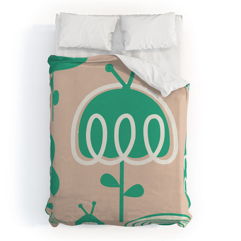 Gabriela Larios Salmon Garden Duvet Cover