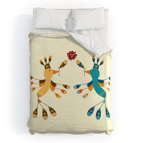 Gabriela Larios Tortolitas Couple Duvet Cover
