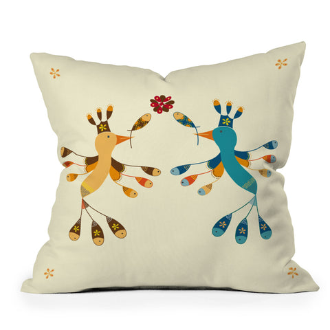 Gabriela Larios Tortolitas Couple Outdoor Throw Pillow