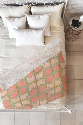 Gabriela Simon Art Nouveau Bohemian Peach Fleece Throw Blanket