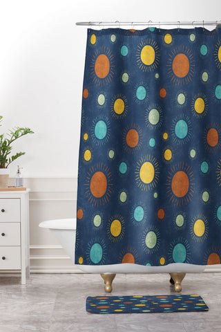Gabriela Simon Blue Desert Sun Shower Curtain And Mat