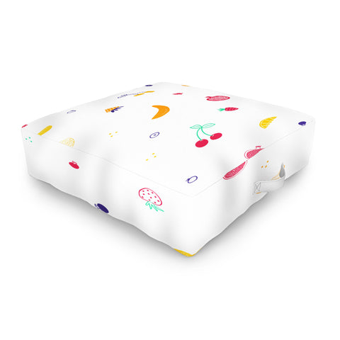 Gabriela Simon Ditsy Fruity Doodles Outdoor Floor Cushion