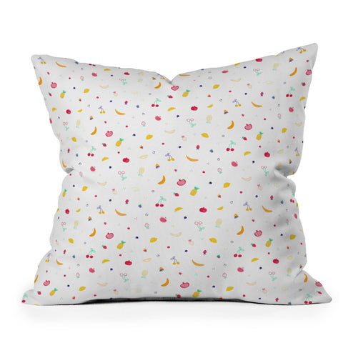 Gabriela Simon Ditsy Fruity Doodles Outdoor Throw Pillow