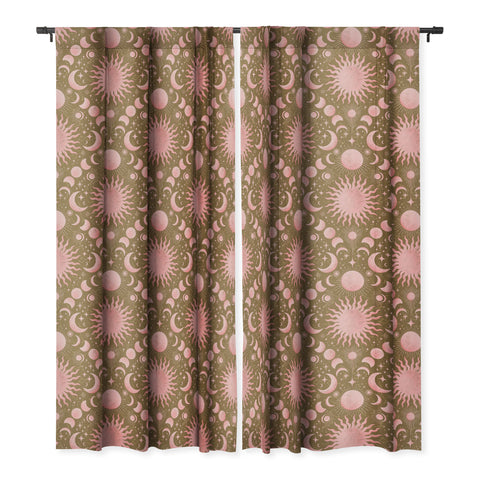 Gabriela Simon Dusty Pink Boho Celestial Blackout Window Curtain