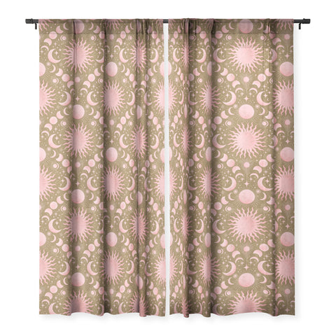 Gabriela Simon Dusty Pink Boho Celestial Sheer Window Curtain