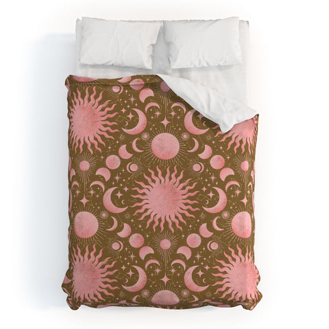 Gabriela Simon Dusty Pink Boho Celestial Duvet Cover