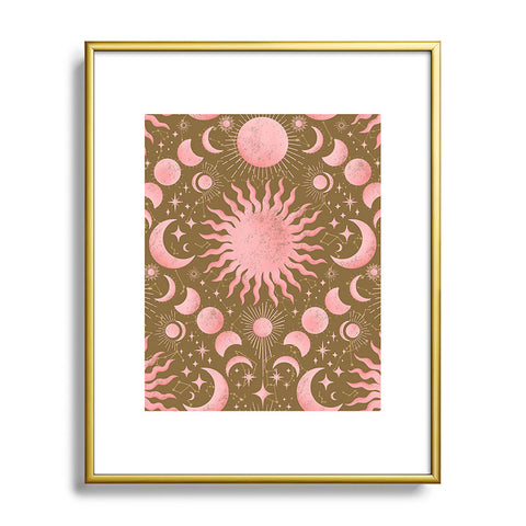 Gabriela Simon Dusty Pink Boho Celestial Metal Framed Art Print