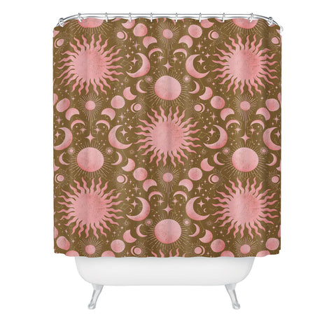 Gabriela Simon Dusty Pink Boho Celestial Shower Curtain