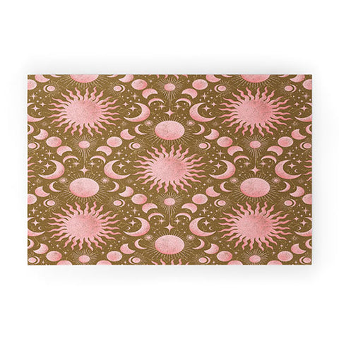 Gabriela Simon Dusty Pink Boho Celestial Welcome Mat