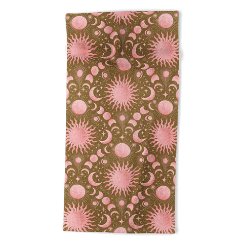 Gabriela Simon Dusty Pink Boho Celestial Beach Towel